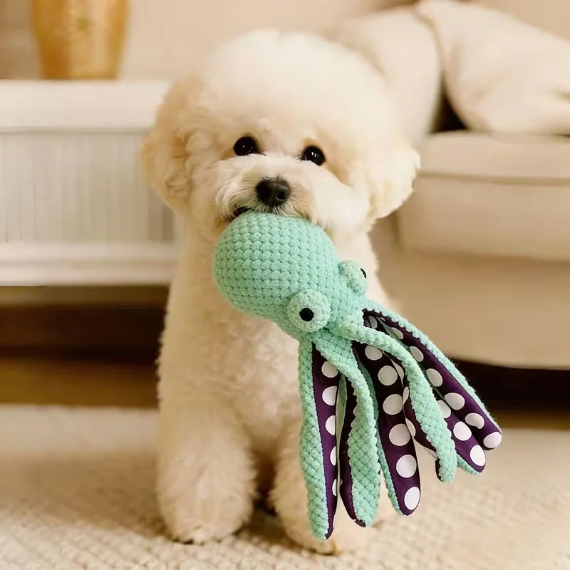 Peluche Pieuvre Sonore pour Chien - Jouet Anti-Ennuit