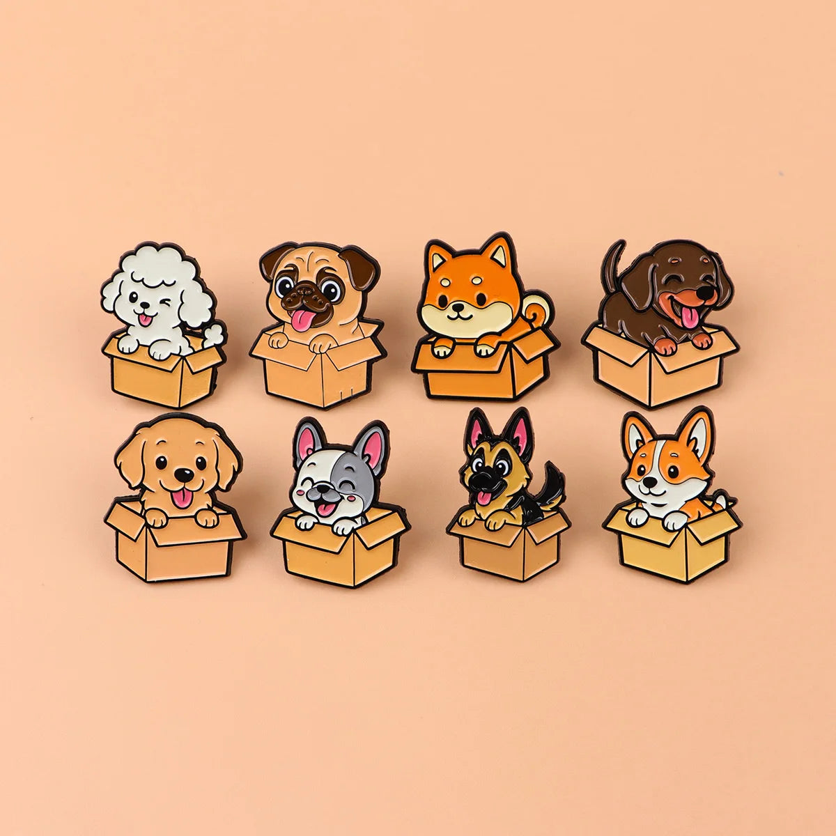 Pin's Émaillé Chien Rigolo - Broche Corgi & Bulldog pour Amoureux des Chiens