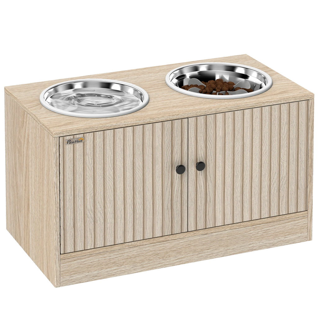 Meuble Gamelles Surélevées pour Grand Chien avec Rangement 40L