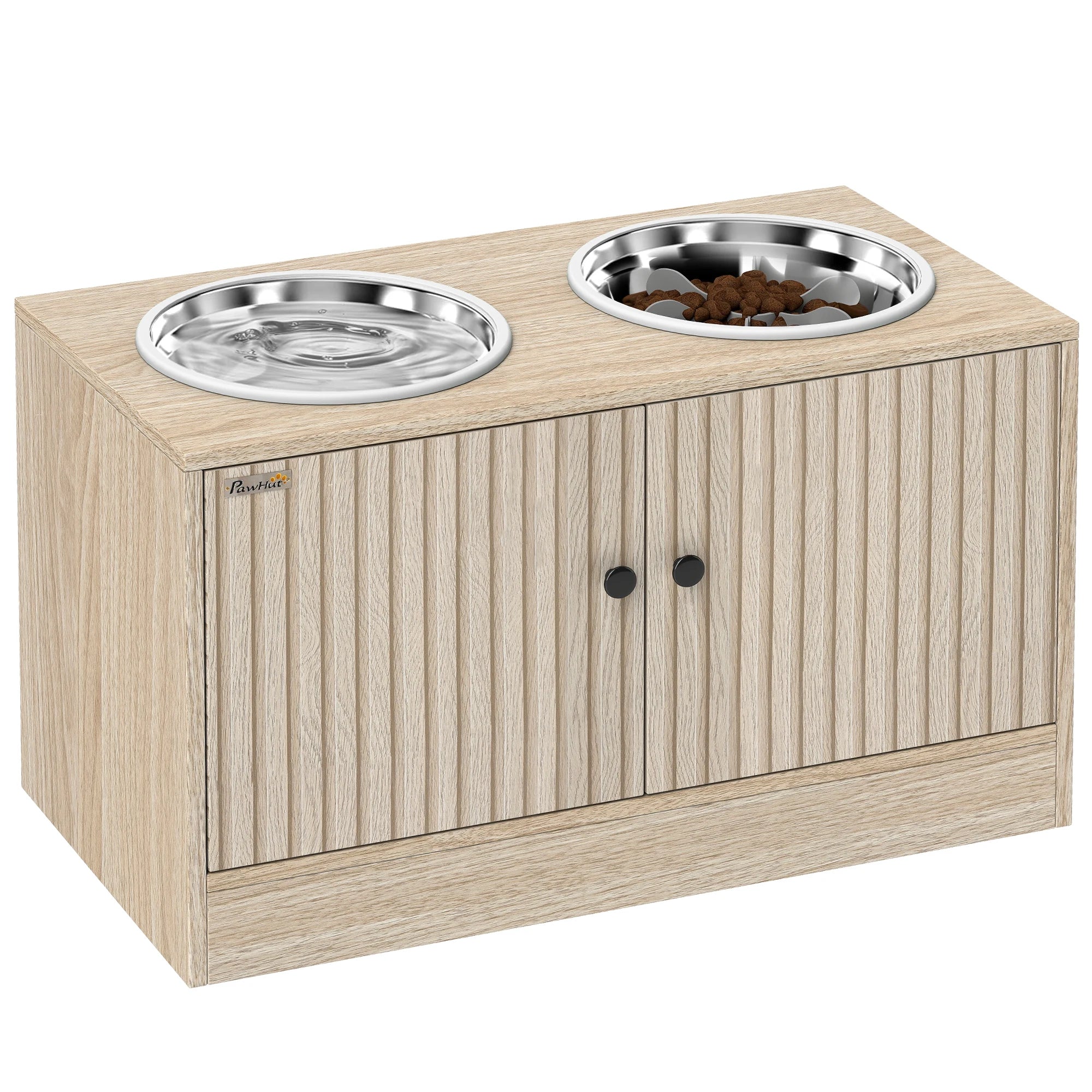 Meuble Gamelles Surélevées pour Grand Chien avec Rangement 40L