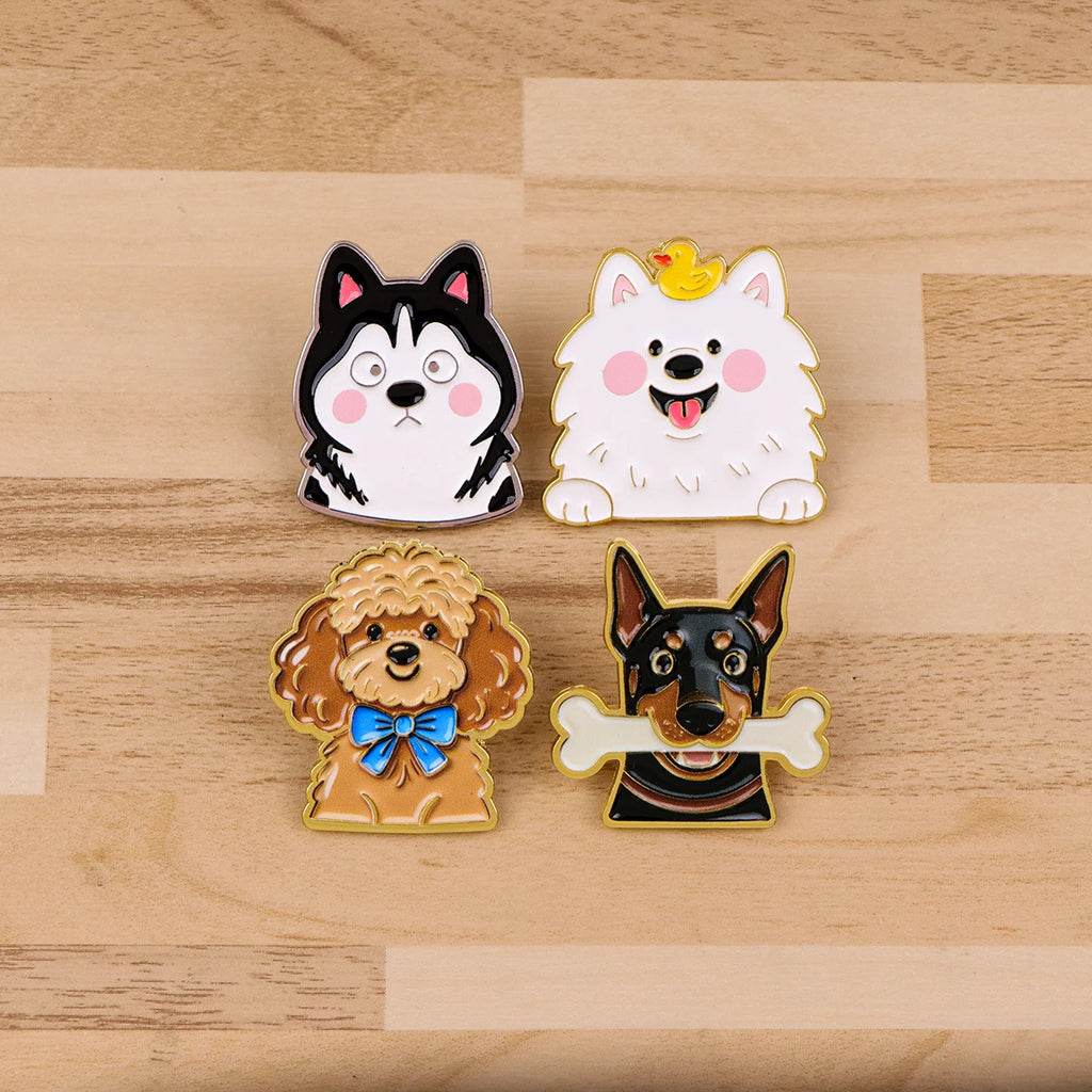 Pin's Émaillé Bouledogue, Corgi & Teckel - Broche Amoureux des Chiens