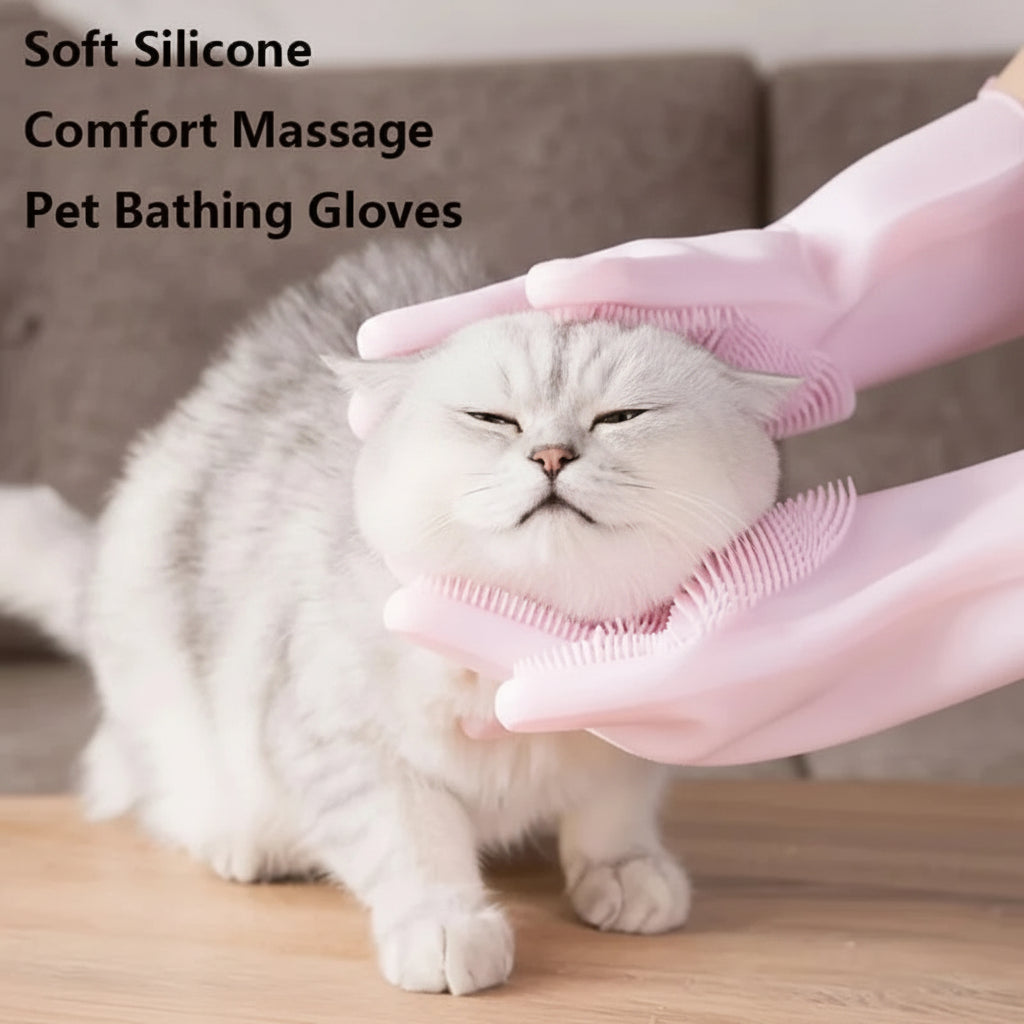 Gant de Toilettage en Silicone pour Chien et Chat - Anti-Poils