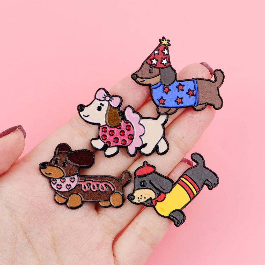 Pin's Émaillé Chien Teckel - Broche Rigolote pour Amoureux des Chiens
