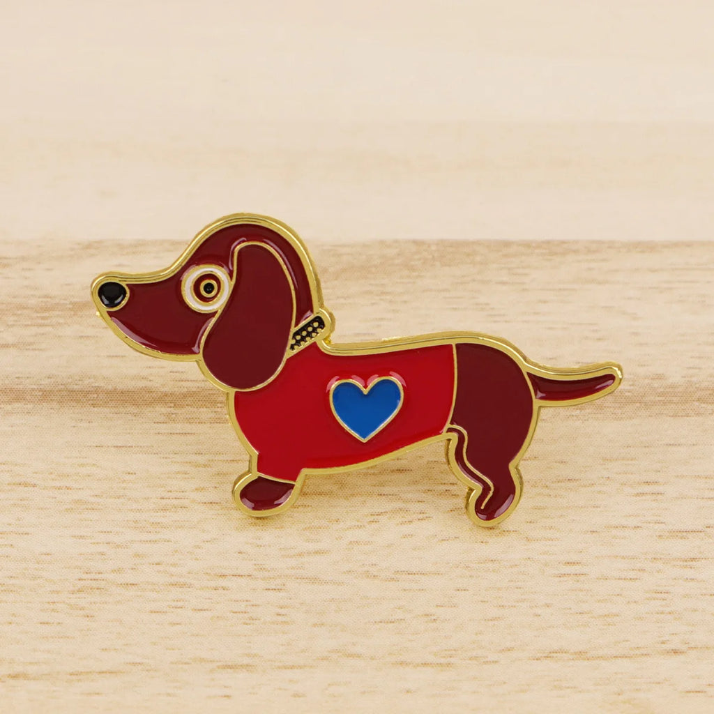 Pin's Émaillé Chien Teckel - Broche Rigolote pour Amoureux des Chiens
