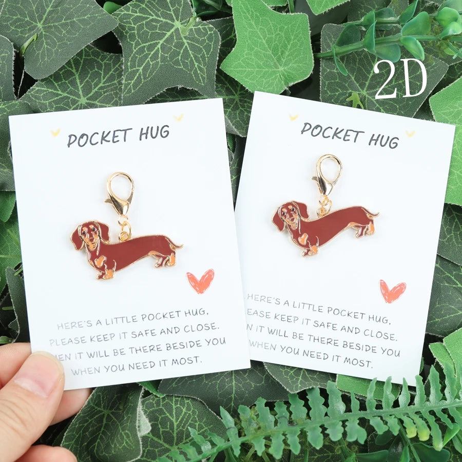 Porte-clés Teckel Adorable avec Carte Message Réconfortant