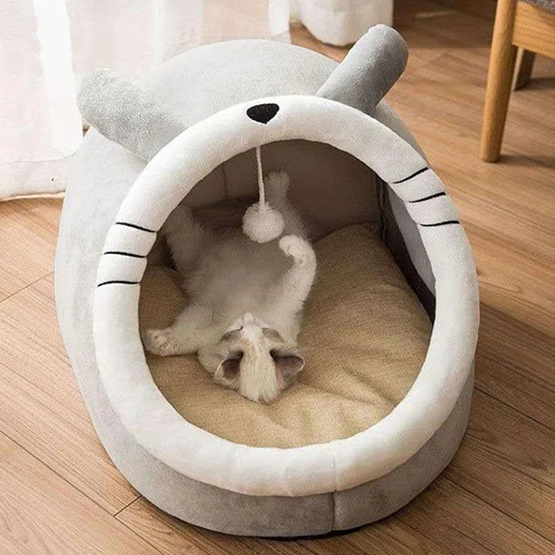 Niche Douillette pour Chat et Petit Chien - Coussin Amovible Lavable