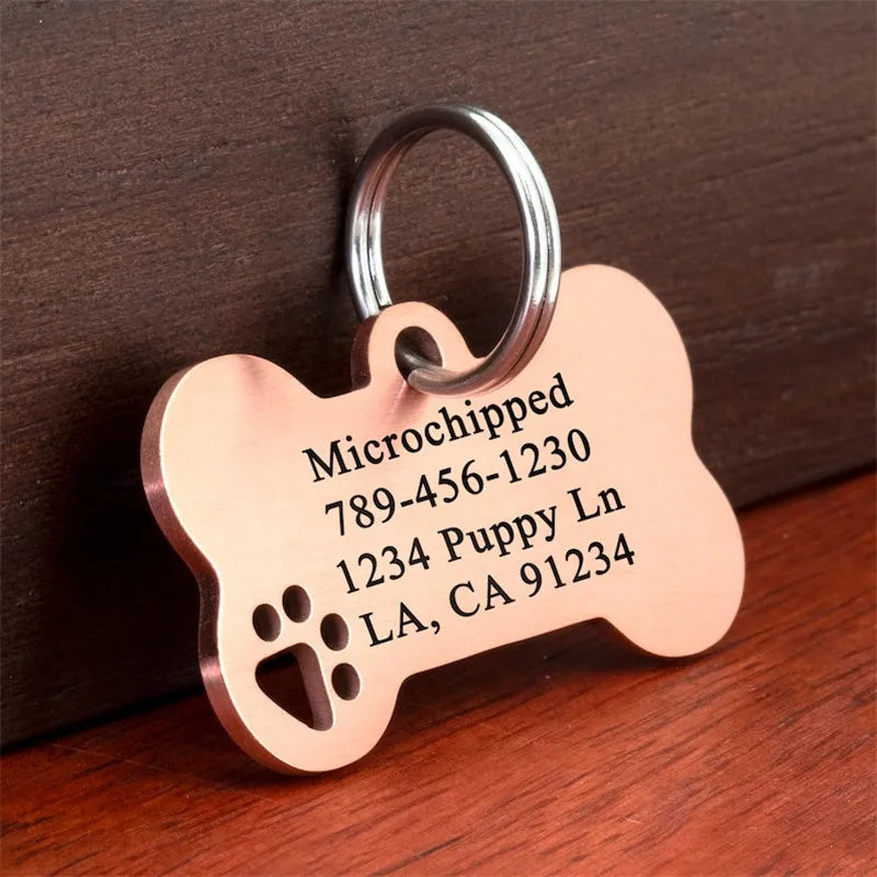 Médaille Chien Personnalisée Gravée Acier Inoxydable Anti-Perte