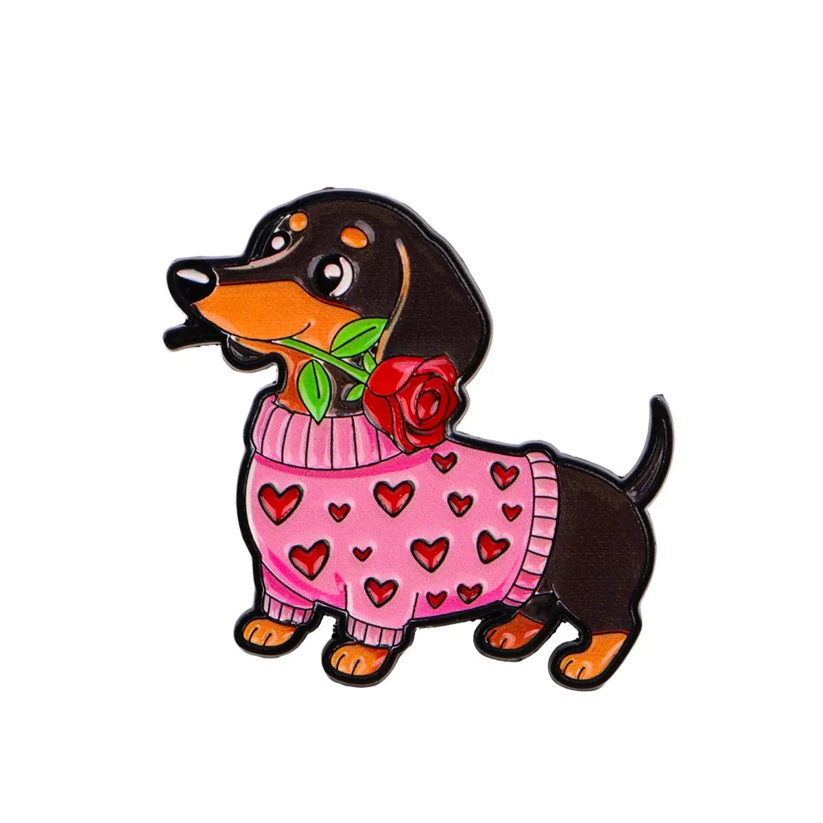 Pin's Émaillé Chien Teckel - Broche Rigolote pour Amoureux des Chiens