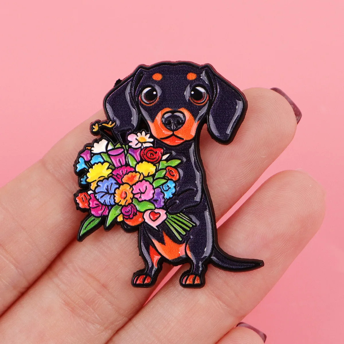 Pin's Émaillé Chien Teckel - Broche Rigolote pour Amoureux des Chiens