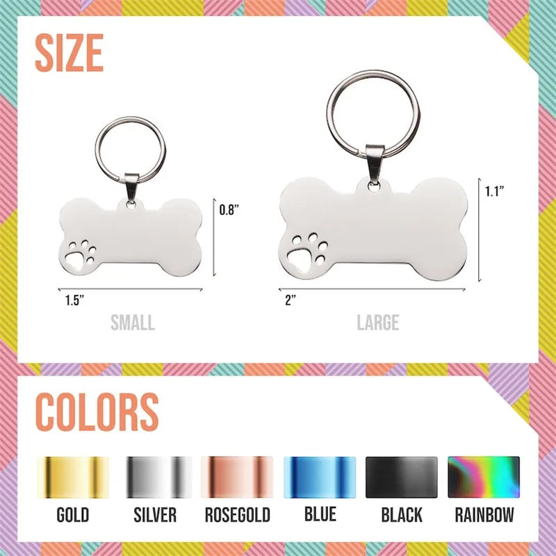 Médaille Chien Personnalisée Gravée Acier Inoxydable Anti-Perte