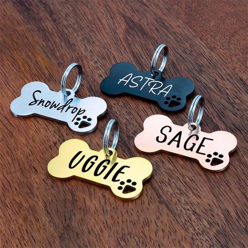 Médaille Chien Personnalisée Gravée Acier Inoxydable Anti-Perte