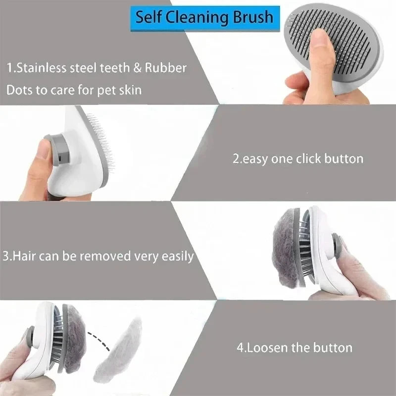 Brosse Auto-Nettoyante pour Chien et Chat - Anti-Poils & Nœuds
